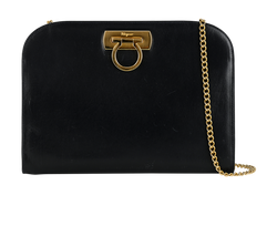 Clutch On Strap, Leather, Black, 2*